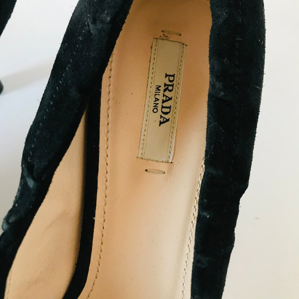 Prada Black Suede Kitten Heels