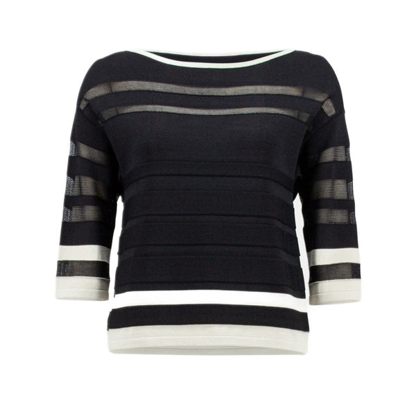 Joseph Ribkoff LSD Knit Black Top With 3/4 Sleeve