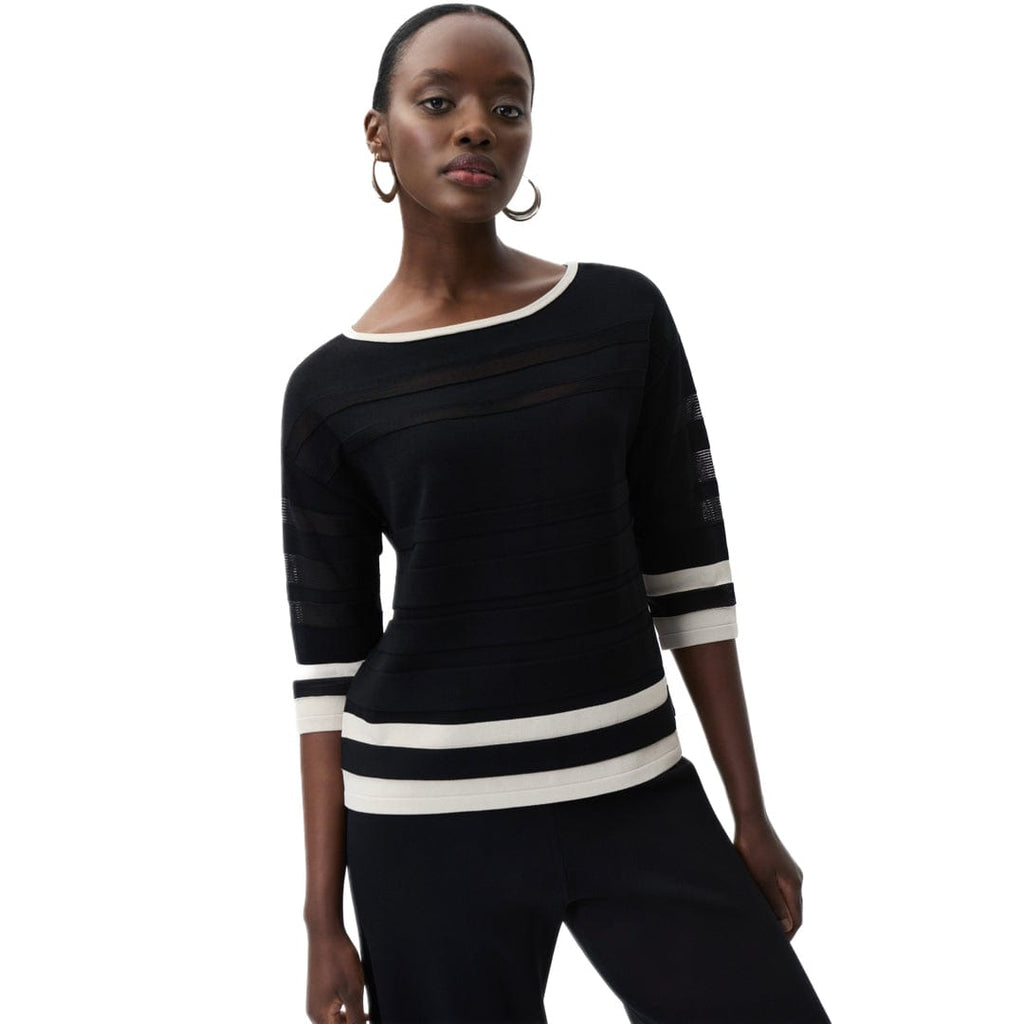 Joseph Ribkoff LSD Knit Black Top With 3/4 Sleeve