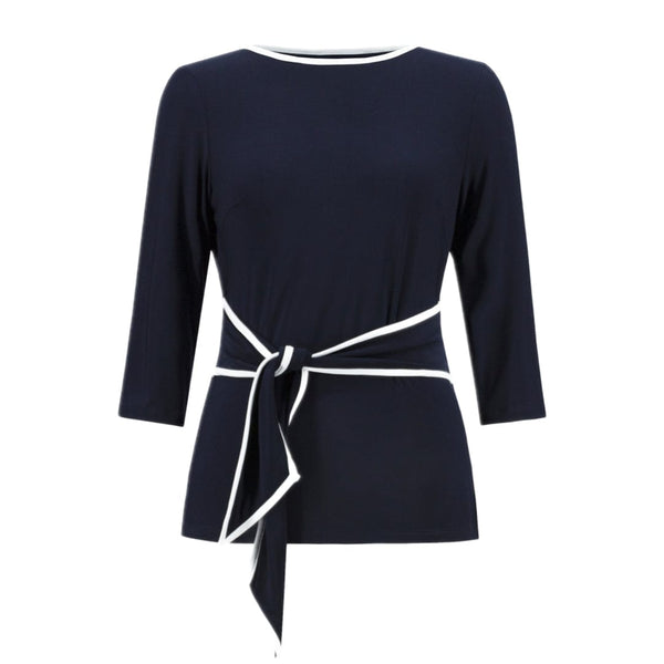 Midnight Blue Top With Front Tie And Trim