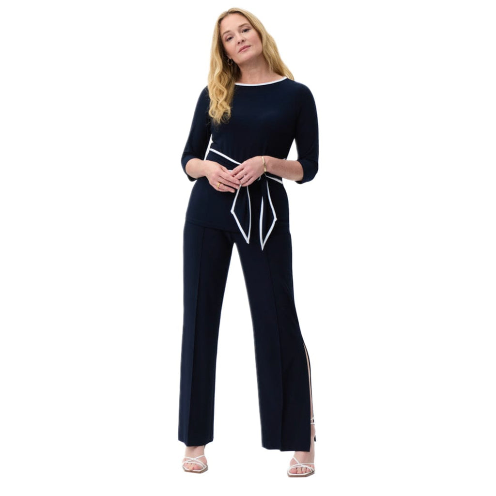 Midnight Blue Top With Front Tie And Trim