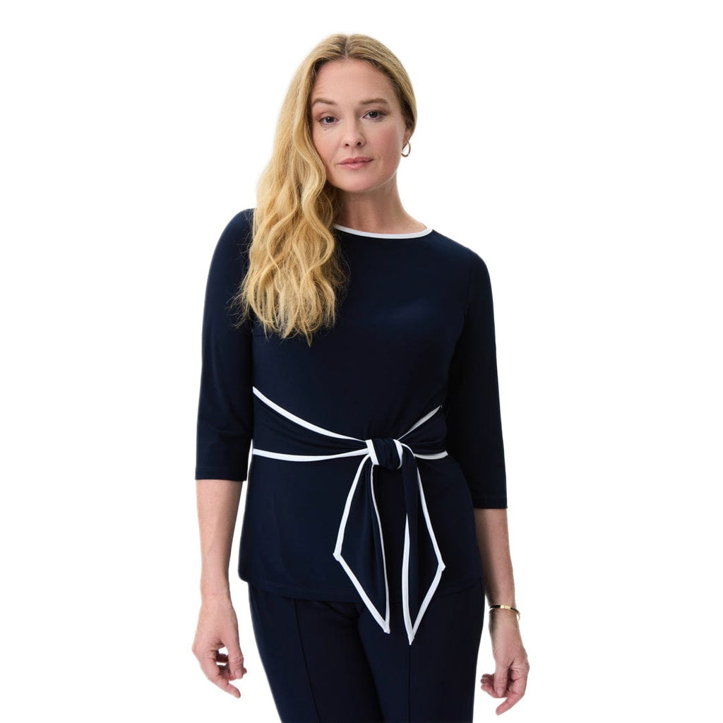 Midnight Blue Top With Front Tie And Trim