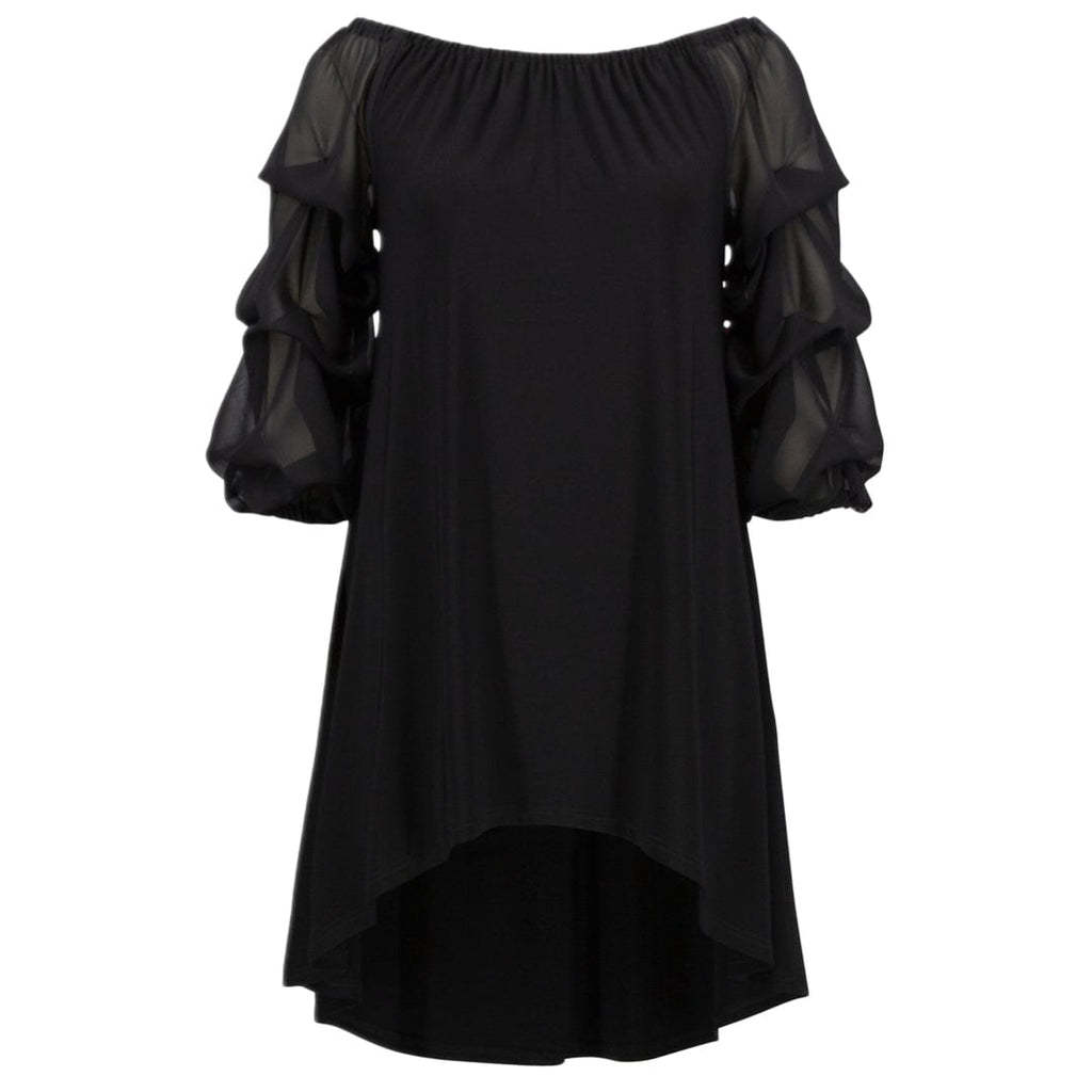 Black Tunic With Ruffle Sleeves