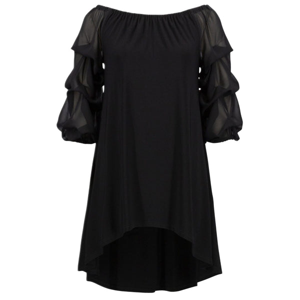 Black Tunic With Ruffle Sleeves