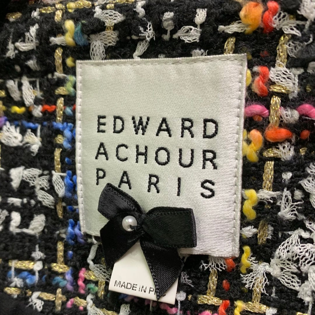 Edward Achour Tweed And Pearl Cropped Blazer Size 42 Euro