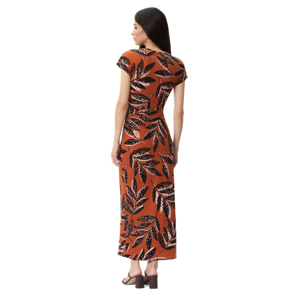 Brown Low Cut Dress With Side Slit