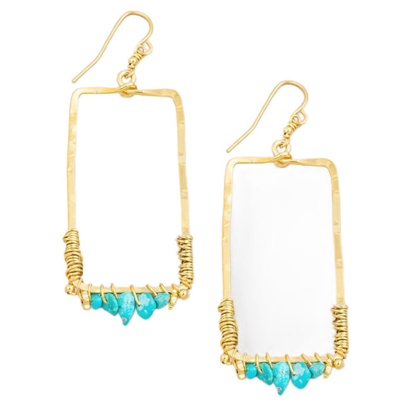 Gold rectangle earrings