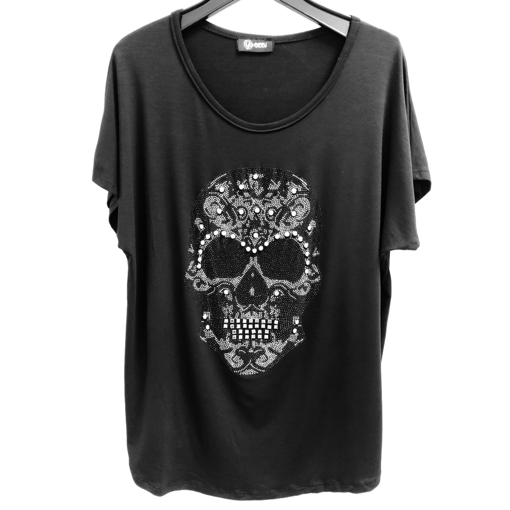 Black Sugar Skull Tee Shirt - Gee Loretta