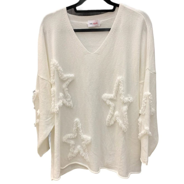 Vanilla Sweater With Stars One Size