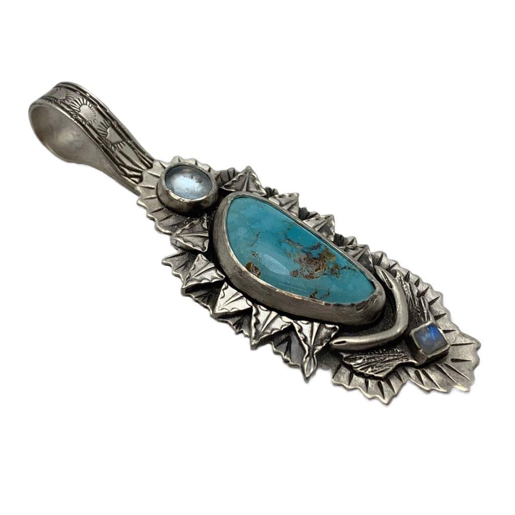 Sterling Silver Turquoise Moonstone And Aquamarine Cabachons