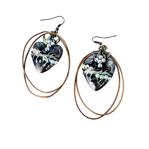 MILAGRO COPPER HEART EARRINGS