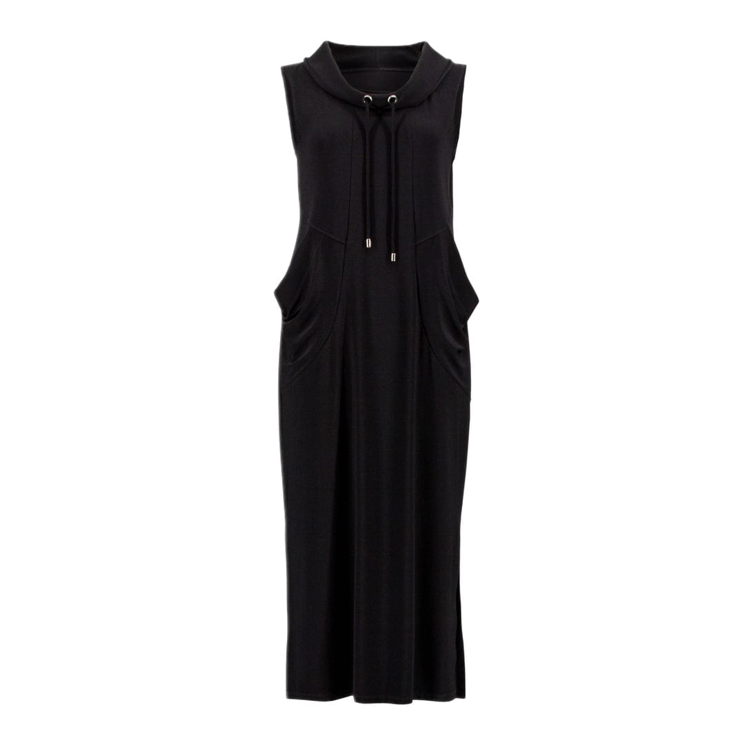 Joseph Ribkoff LDS Black Dress With Pull Tie Sleeves - Gee Loretta Joseph Ribkoff LDS Black Dress With Pull Tie Sleeves - Gee Loretta