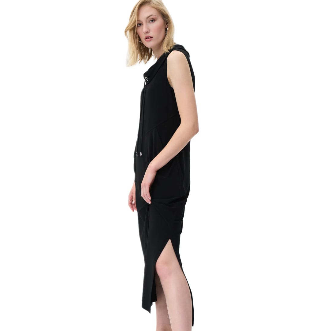 Joseph Ribkoff LDS Black Dress With Pull Tie Sleeves - Gee Loretta Joseph Ribkoff LDS Black Dress With Pull Tie Sleeves - Gee Loretta