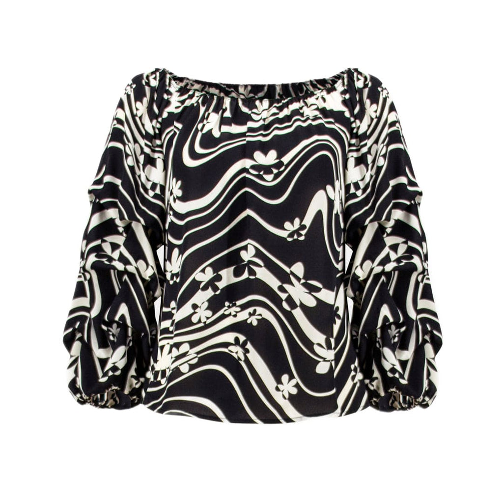 LDS Top Black With Cascading Sleeve