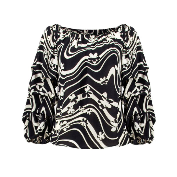 LDS Top Black With Cascading Sleeve