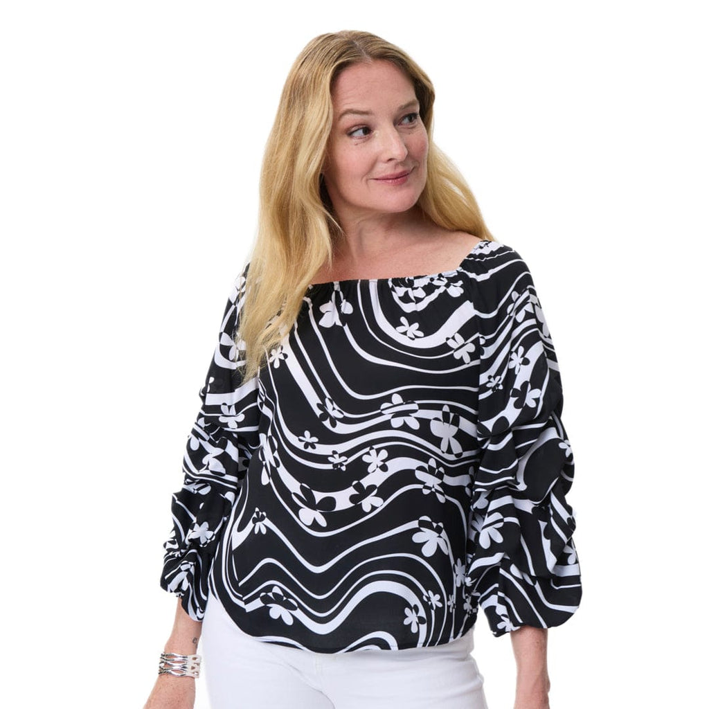 LDS Top Black With Cascading Sleeve