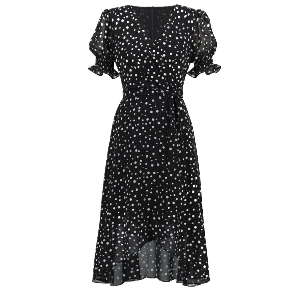 Low Cut Polka Dot Black And White Dress