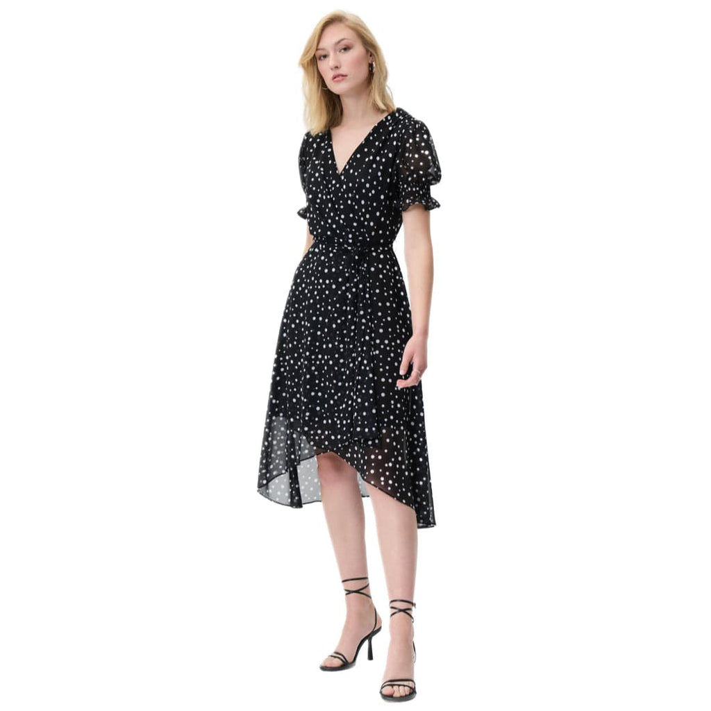 Low Cut Polka Dot Black And White Dress