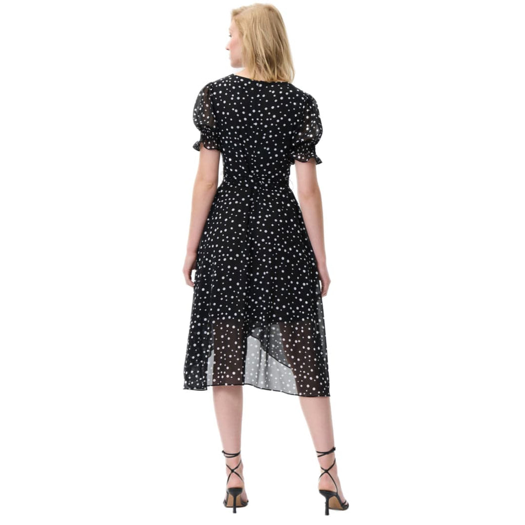 Low Cut Polka Dot Black And White Dress