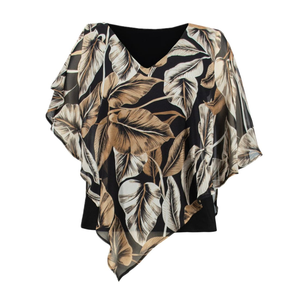 LDS Top Sheer Leaves Black