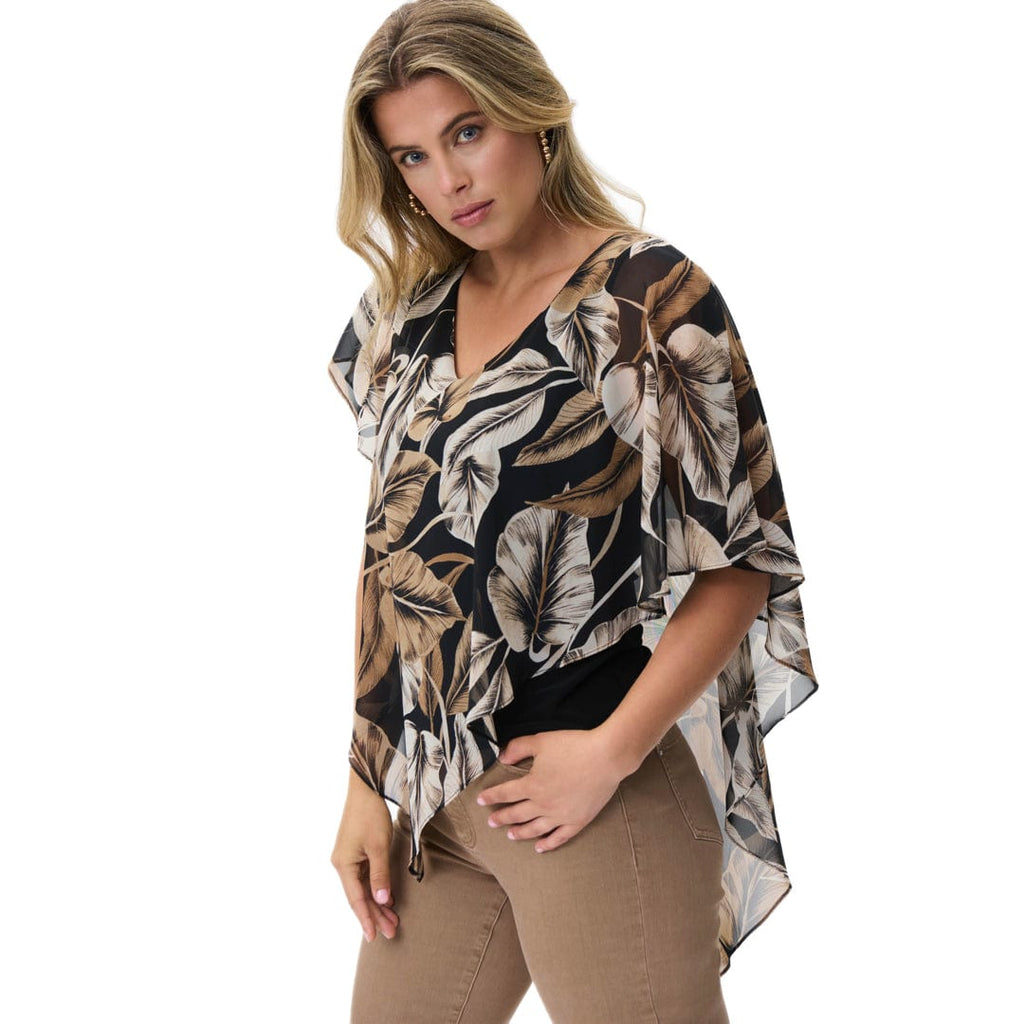 LDS Top Sheer Leaves Black