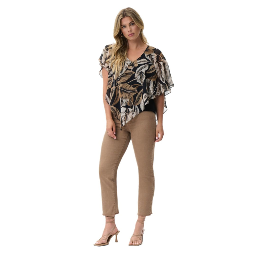 LDS Top Sheer Leaves Black