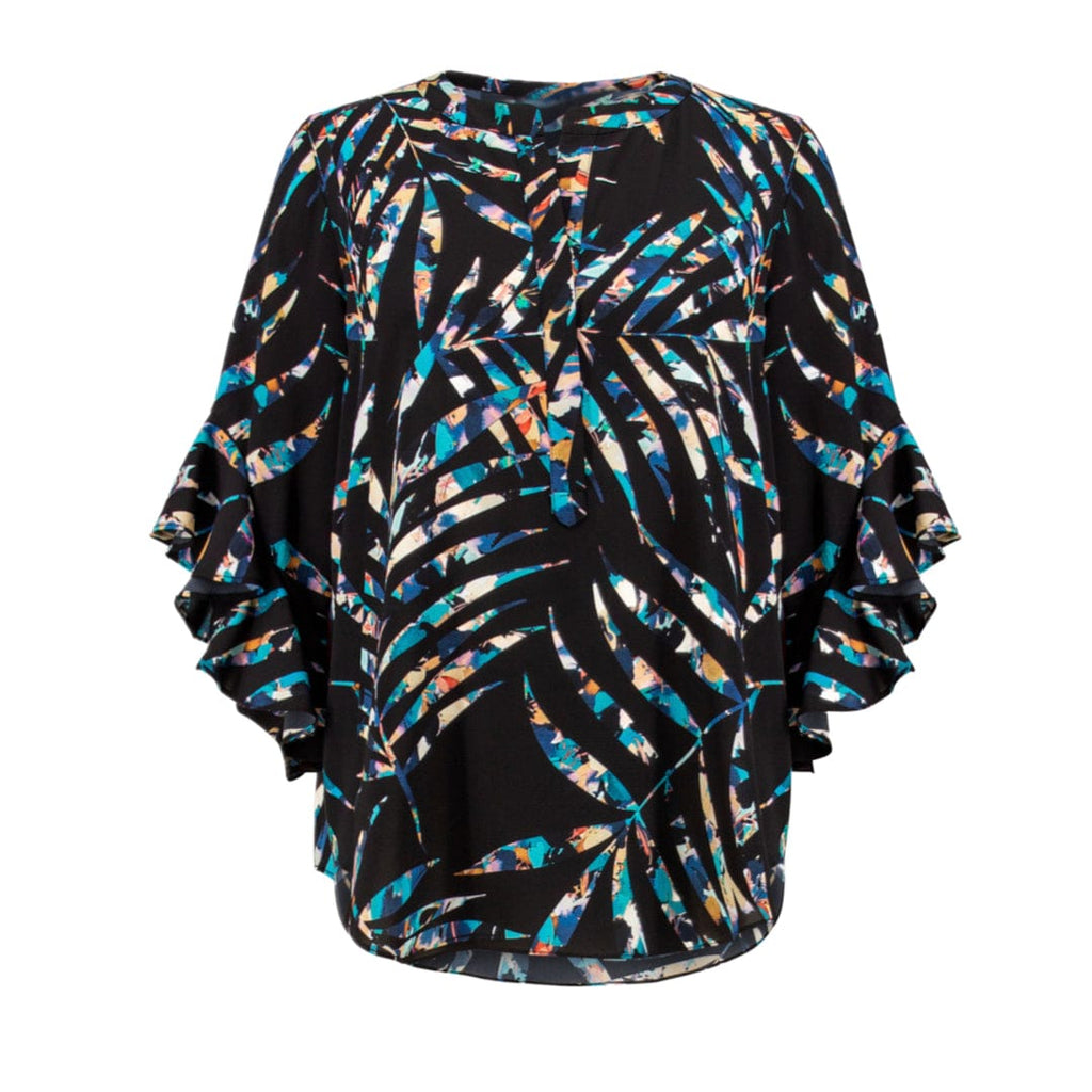 LDS Top Black With Cascading Sleeves