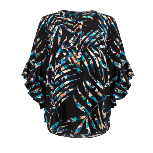 LDS Top Black With Cascading Sleeves