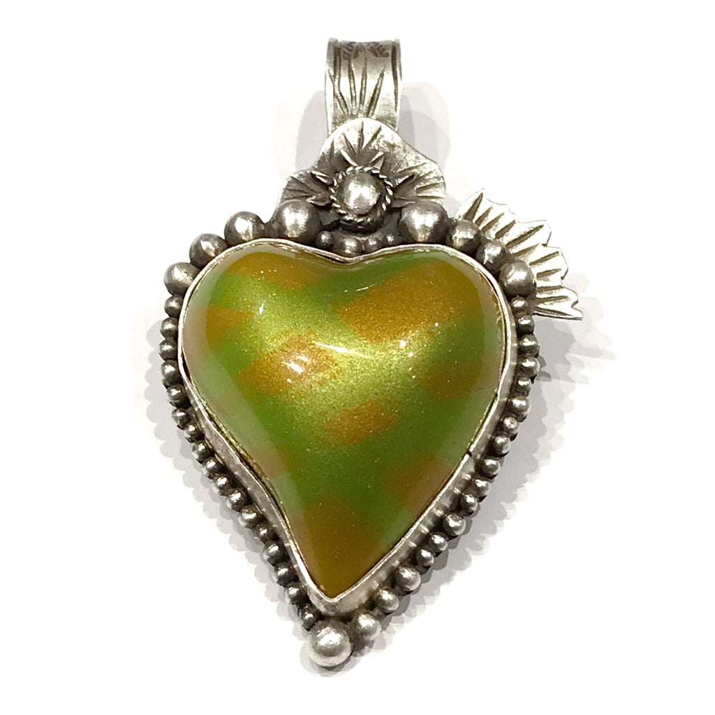 Lawrence Baca Neon Green and Citrus Car Heart Enhancer