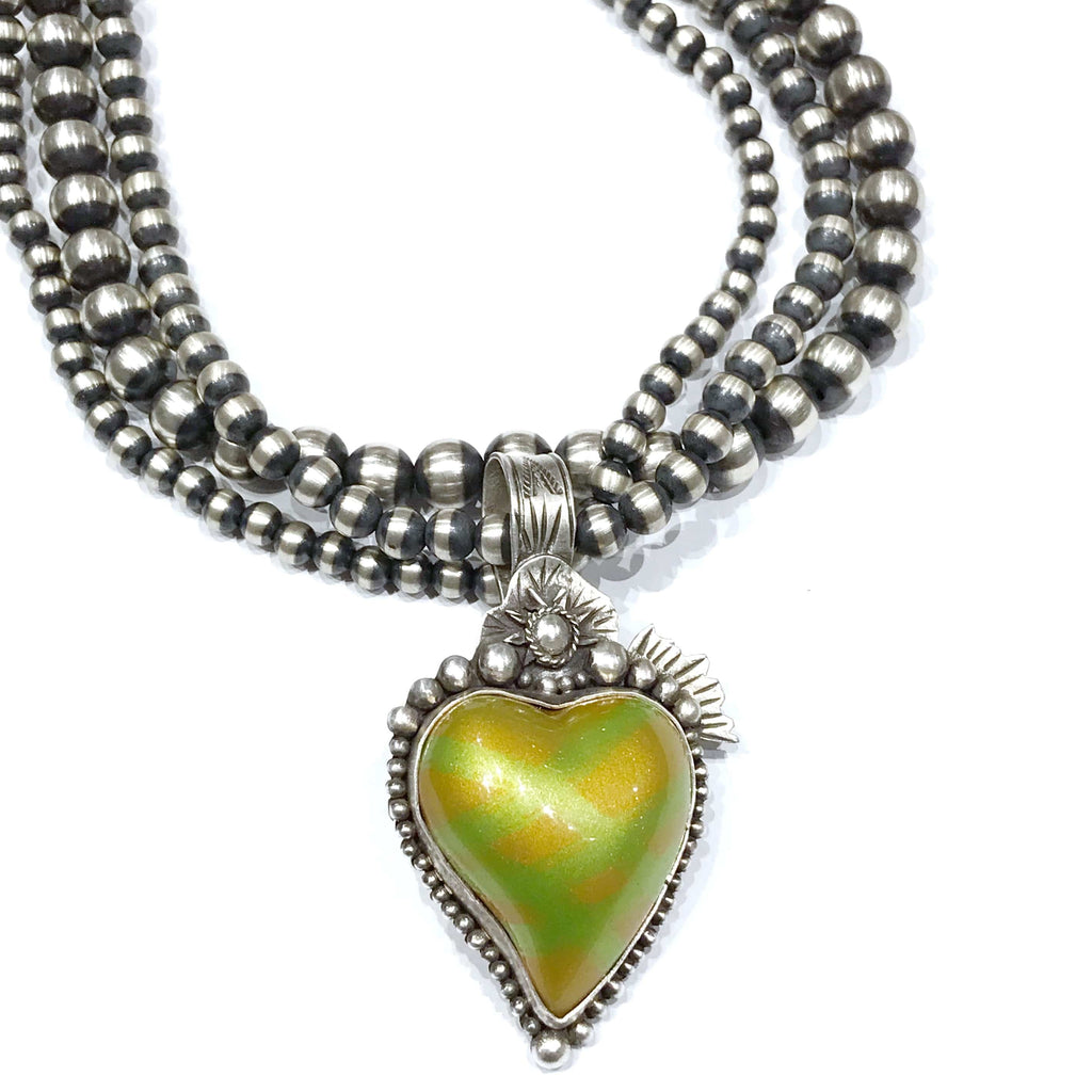 Lawrence Baca Neon Green and Citrus Car Heart Enhancer