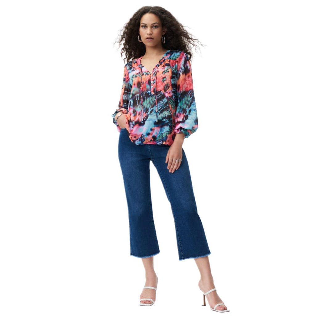 Low Cut Multicolored Long Sleeve Top