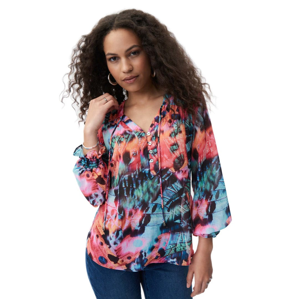 Low Cut Multicolored Long Sleeve Top