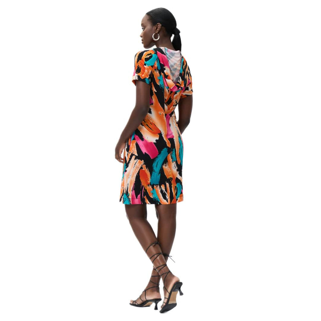 Dress With Front Zip And Multicolored Pattern