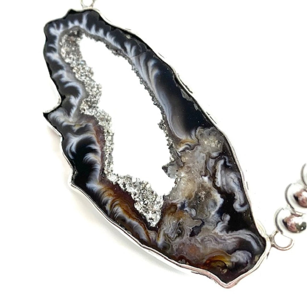 Druzy Necklace On Sterling Ball Chain