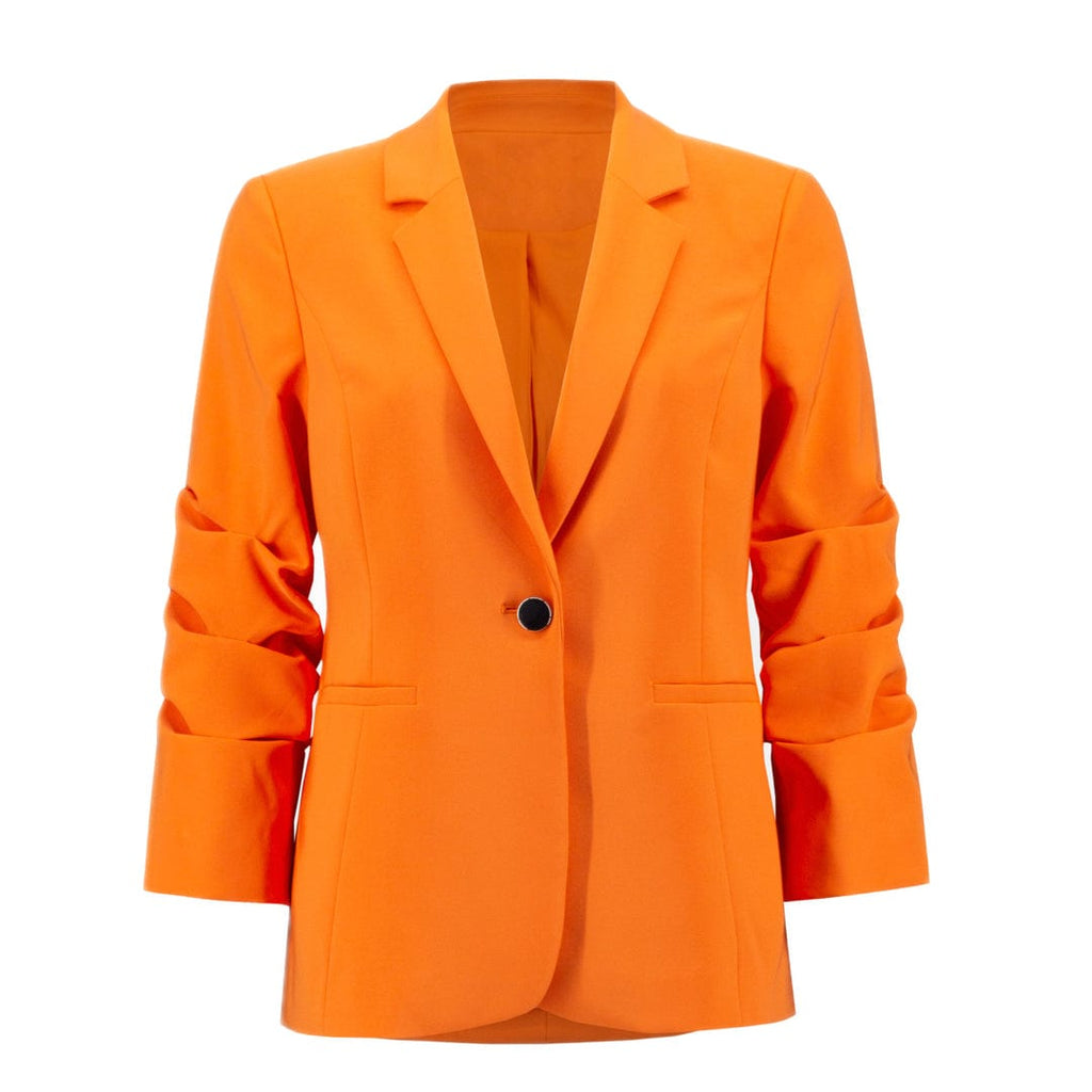 Bright Orange Blazer With Ruffle Sleeves