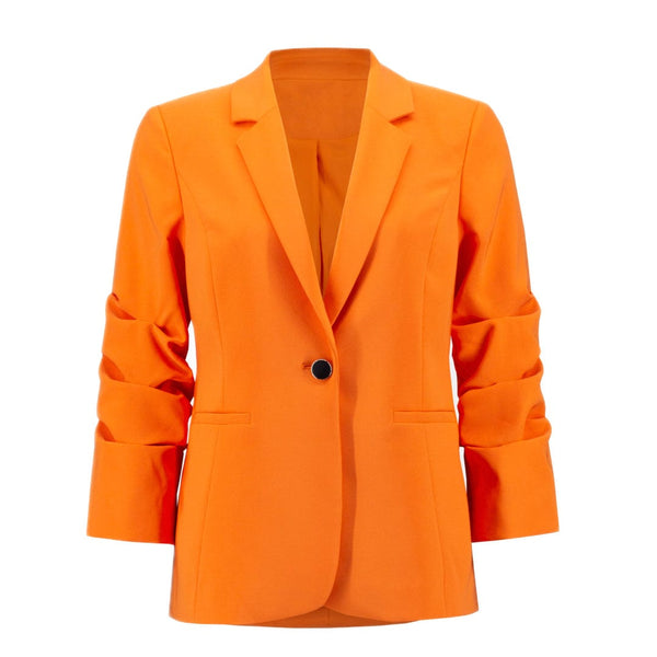 Bright Orange Blazer With Ruffle Sleeves