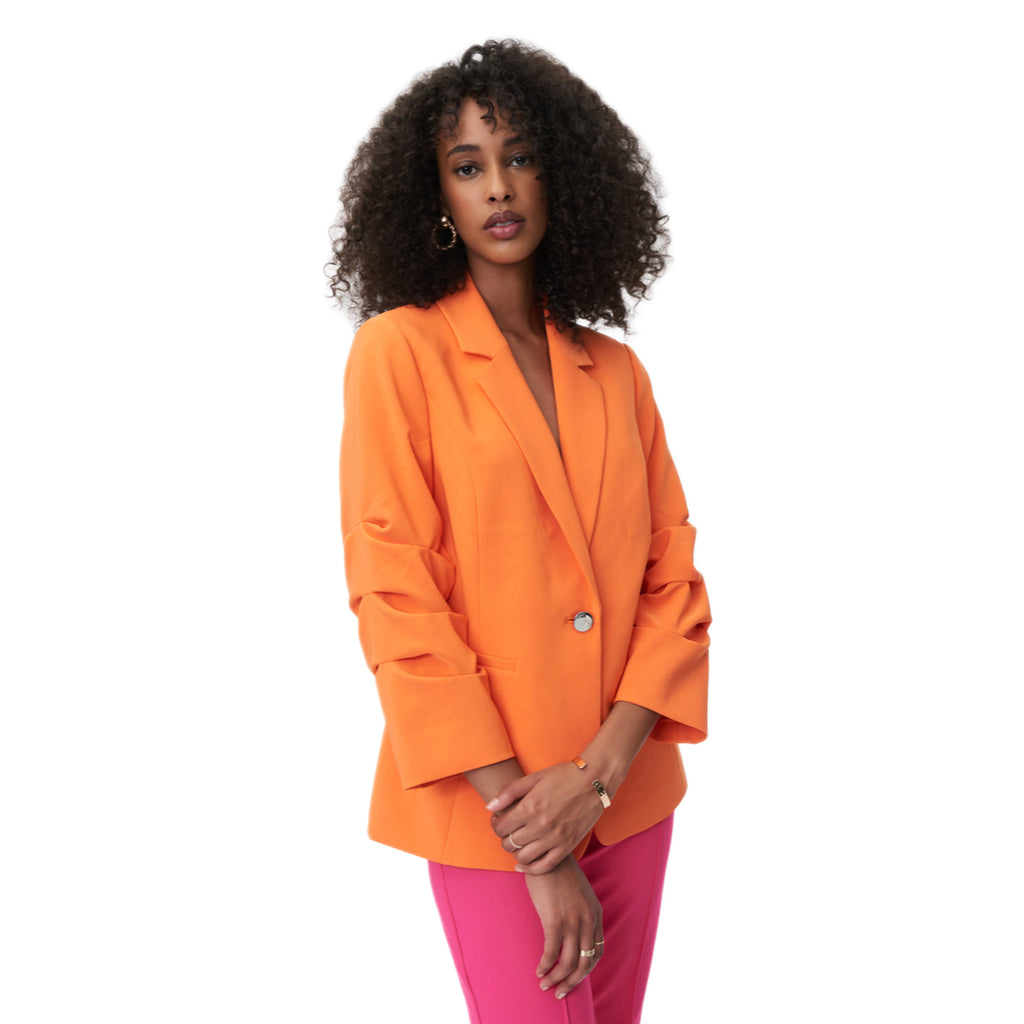 Bright Orange Blazer With Ruffle Sleeves - Gee Loretta