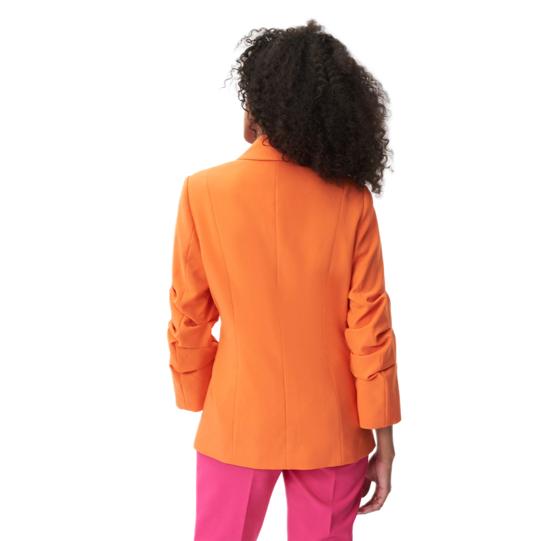 Bright Orange Blazer With Ruffle Sleeves - Gee Loretta