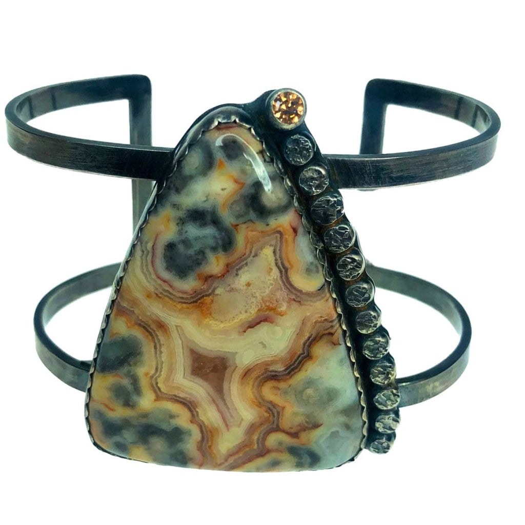 Pearls are for Girls -  Agate and Citrine Sterling Cuff