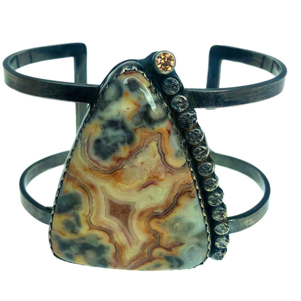 Pearls are for Girls -  Agate and Citrine Sterling Cuff