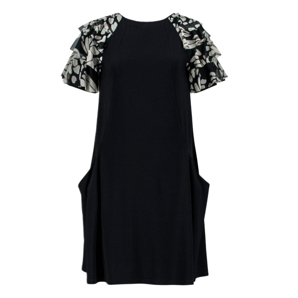 Knit Dress With Sheer Layer Sleeve