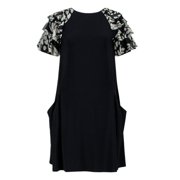 Knit Dress With Sheer Layer Sleeve