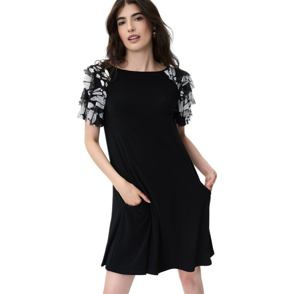 Knit Dress With Sheer Layer Sleeve