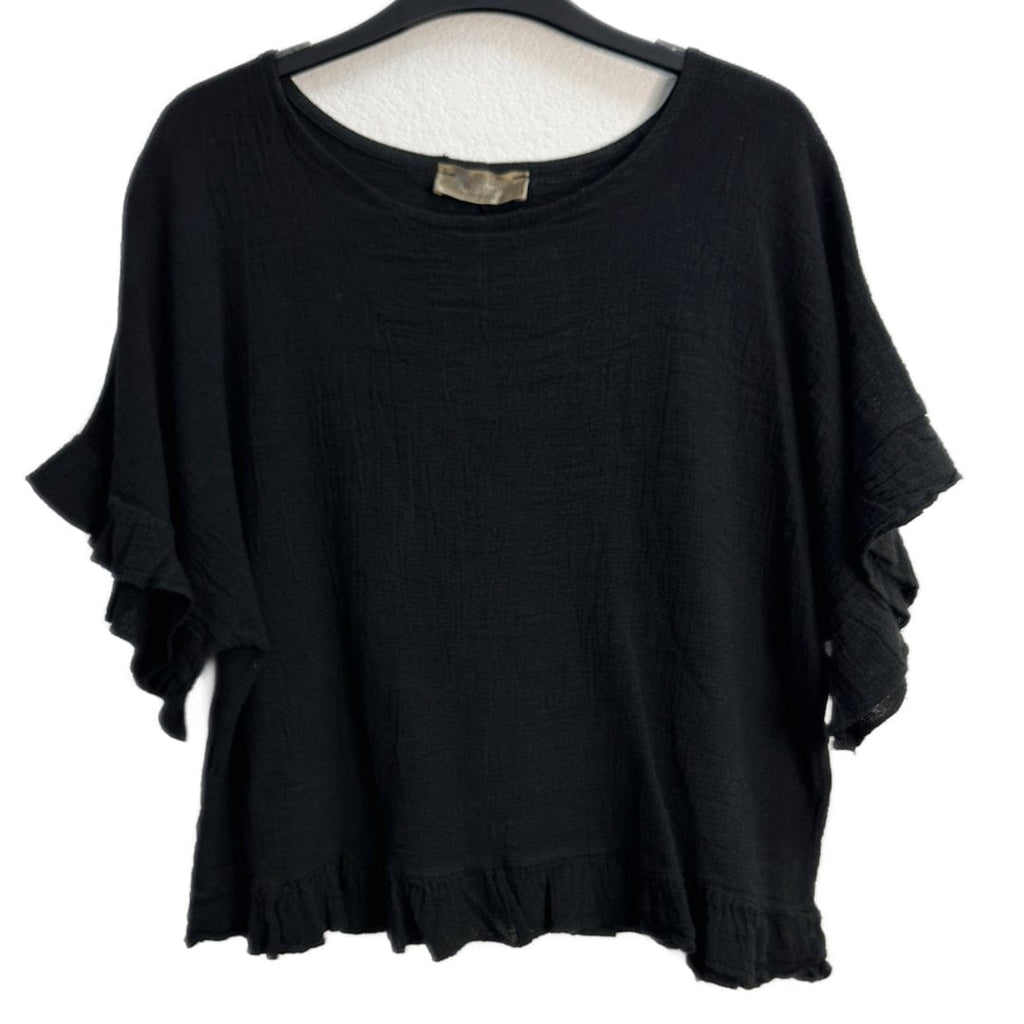 Candi Frayed Mixed Media Top