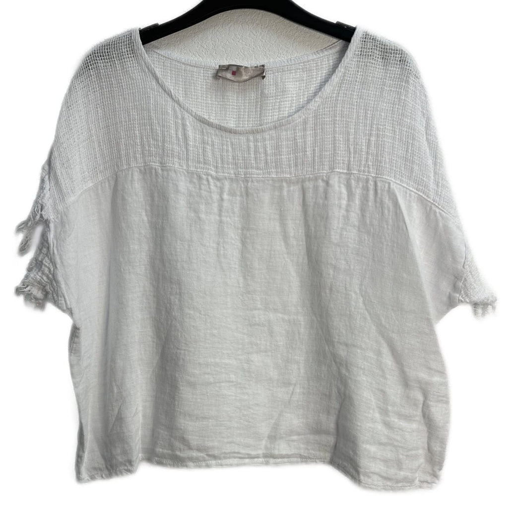 Candi Frayed Mixed Media Top