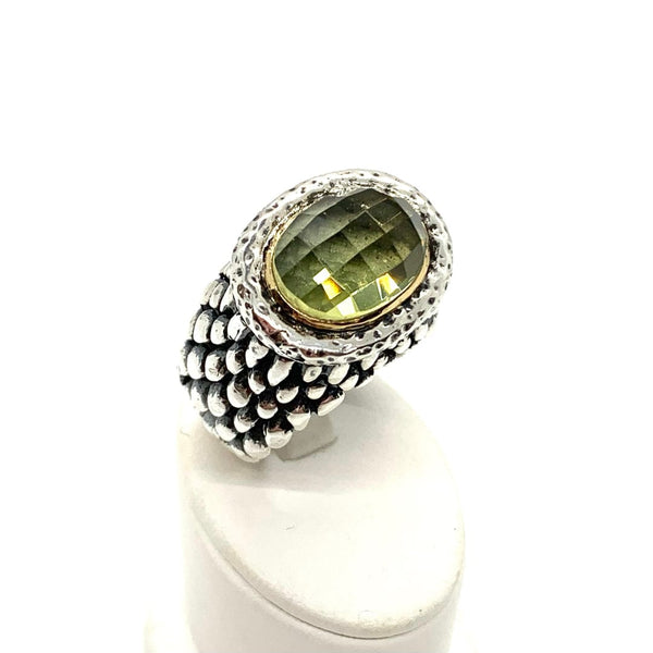 Dian Malouf Ring with Oval Stone 14K thin bezel