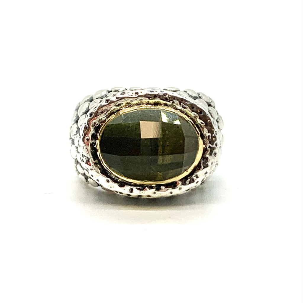 Dian Malouf Ring with Oval Stone 14K thin bezel