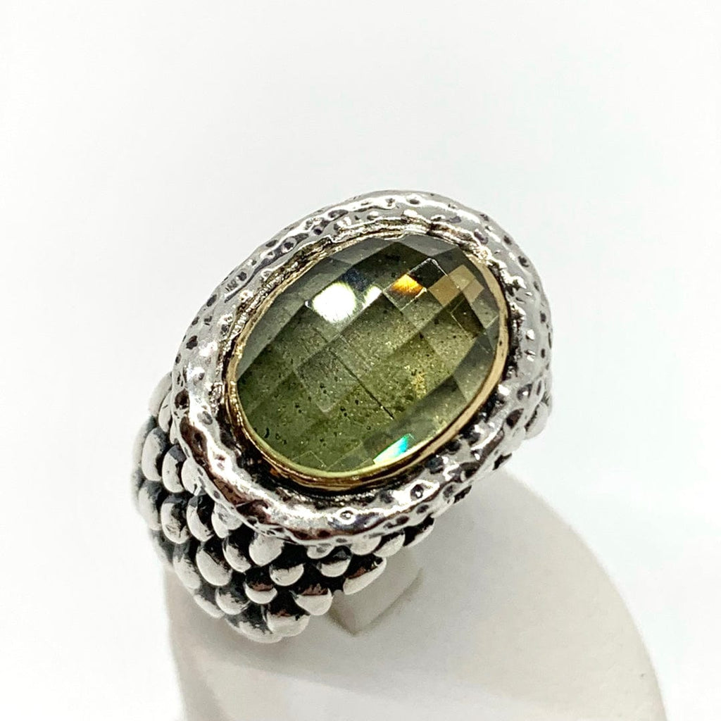 Dian Malouf Ring with Oval Stone 14K thin bezel