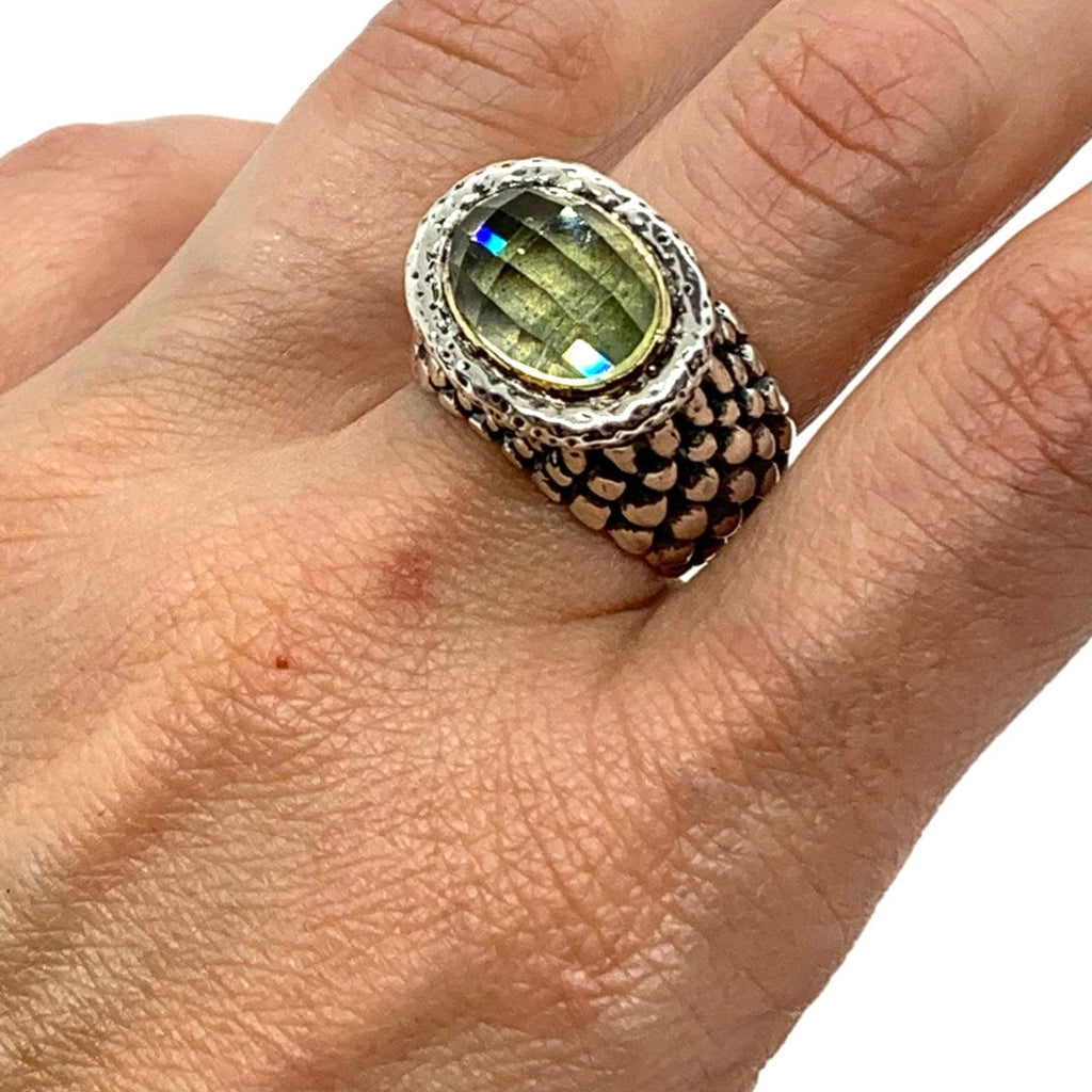 Dian Malouf Ring with Oval Stone 14K thin bezel