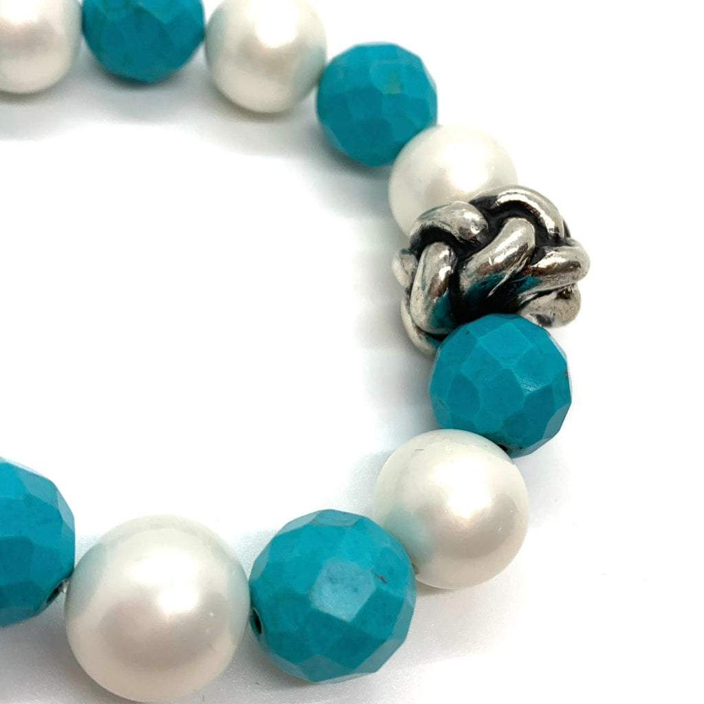 Dian Malouf Turquoise and White Pearls Bracelet